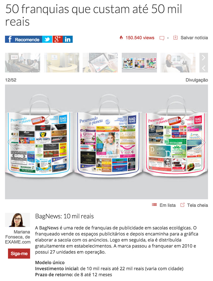 Matéria no site da Exame Matéria no site da Exame