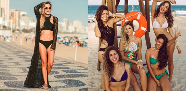 Modelos vestem biquínis e maiôs da marca criada por Thiara Farias. (Foto: Divulgação)