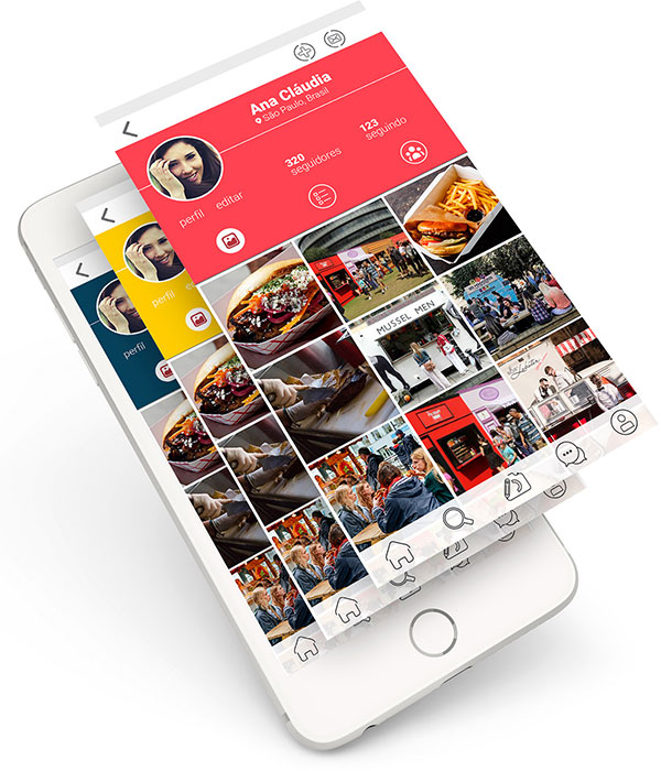 No aplicativo é possível criar um perfil personalizado e encontrar food trucks, food bikes, trailers, feiras de rua e apaixonados por gastronomia.